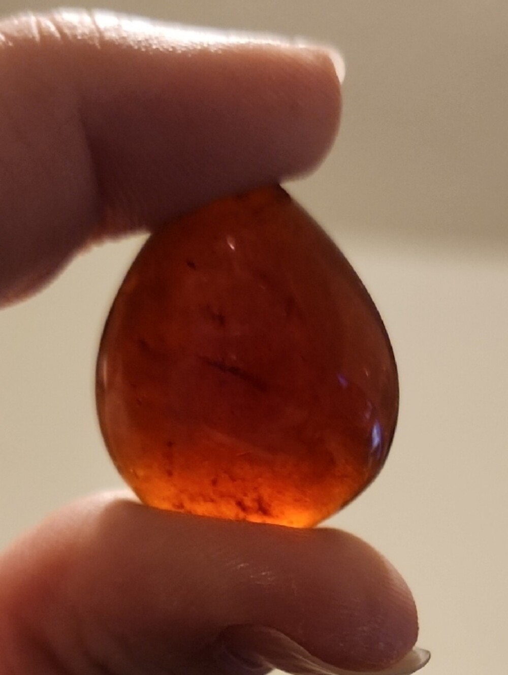 Polished Deep Red Carnelian Teardrop Gemstone Pendant